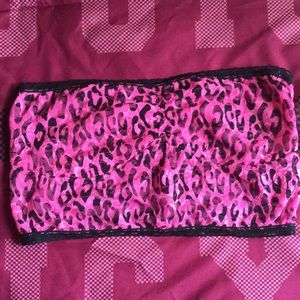 Lace cheetah print crop bandeau